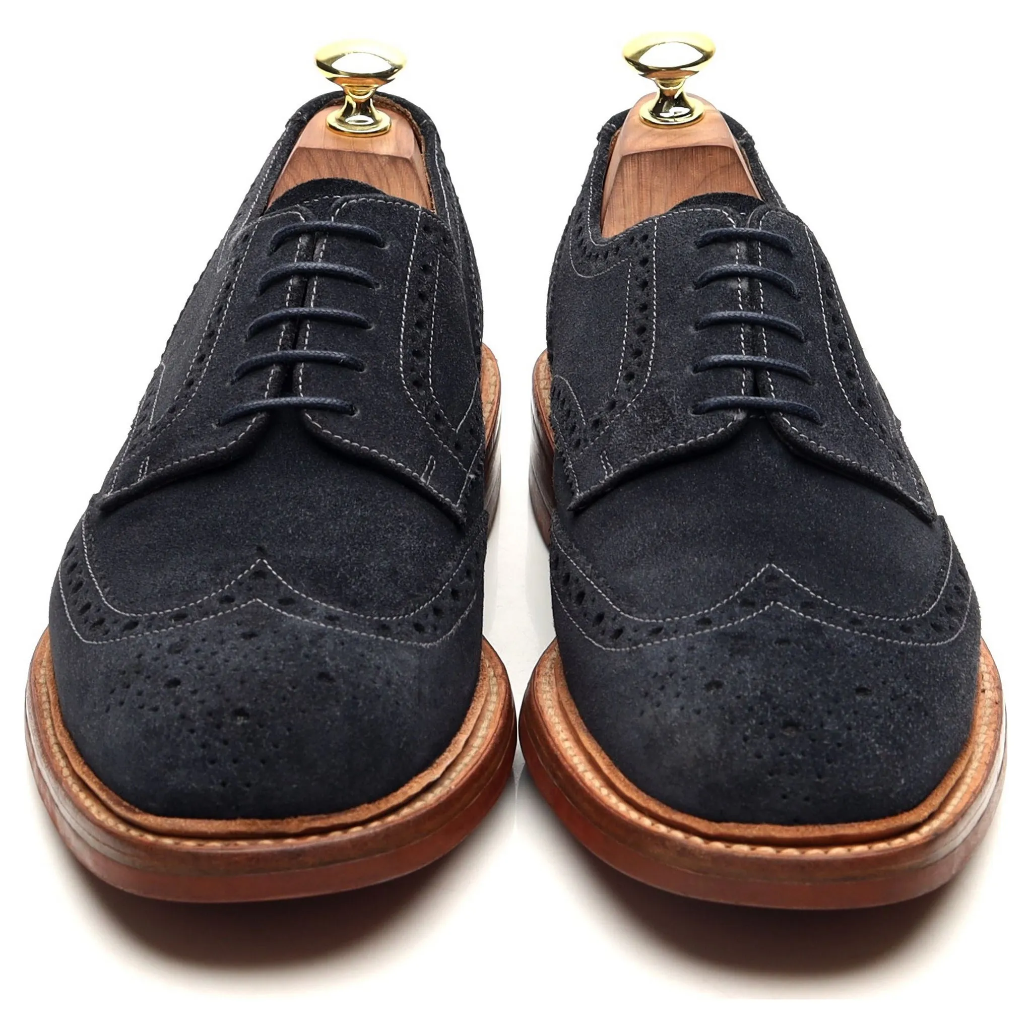 1880 'Leamington' Blue Suede Derby Brogues UK 7 F