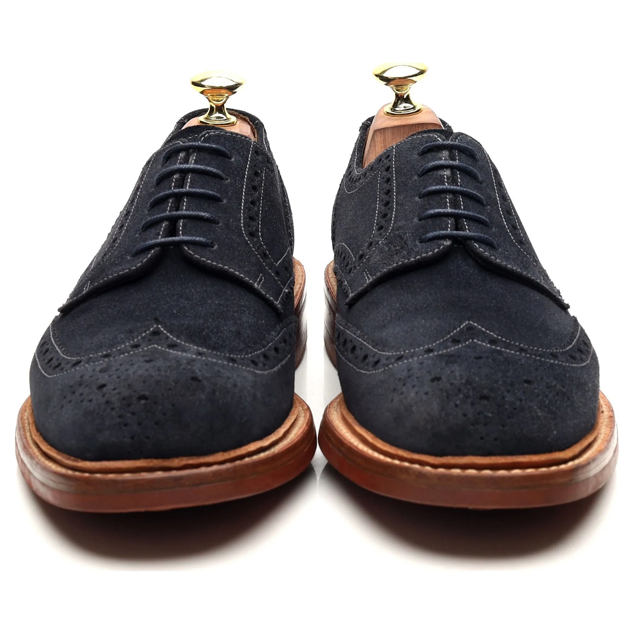 1880 'Leamington' Blue Suede Derby Brogues UK 7 F