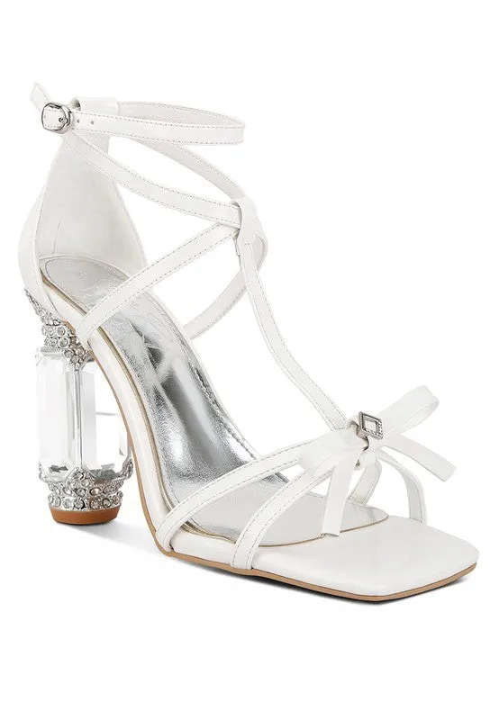 Affluence T Strap Stone Encrusted Heeled Sandal