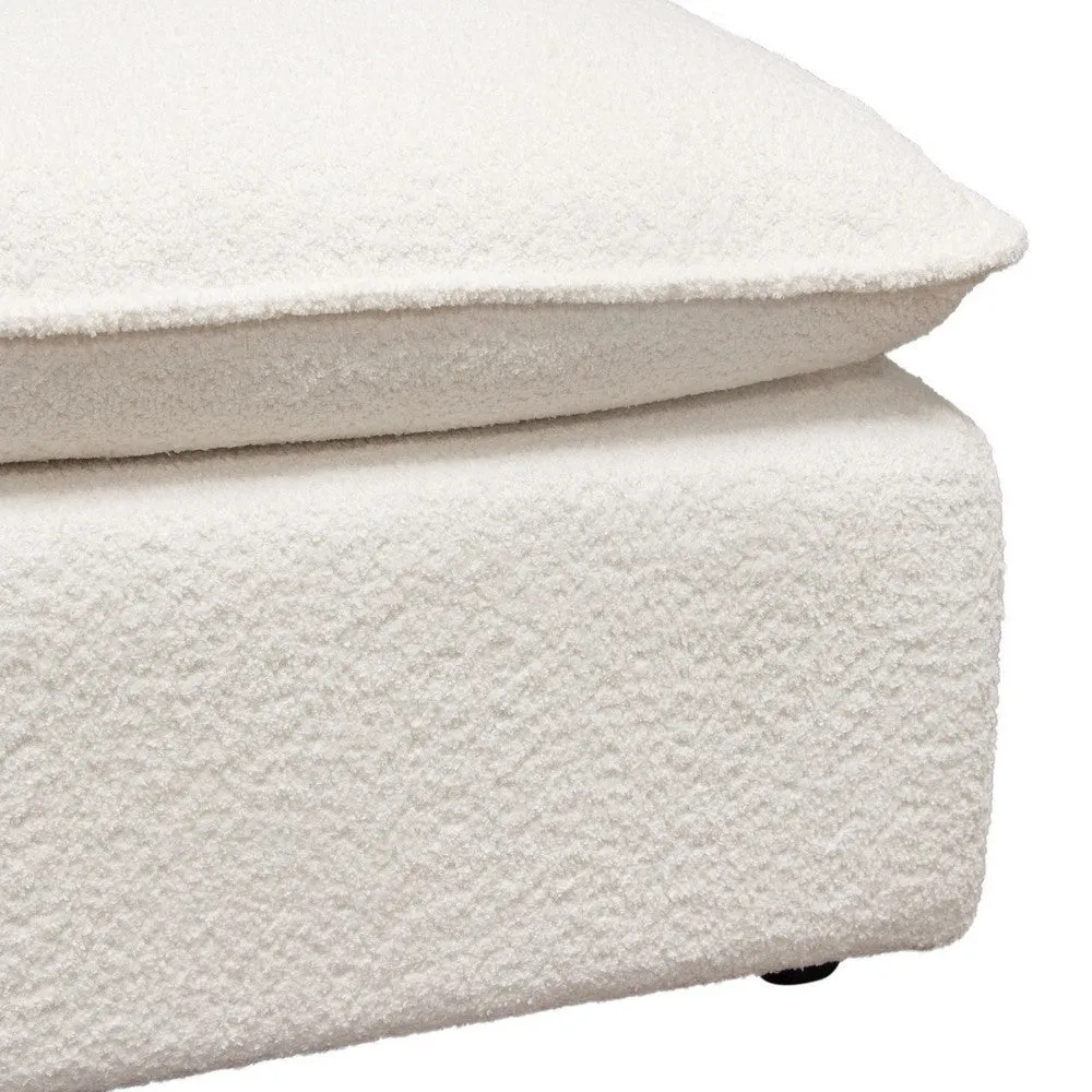 Agg 37 Inch Plush Ottoman, Feather Down Seat, White Faux Sheepskin By Casagear Home