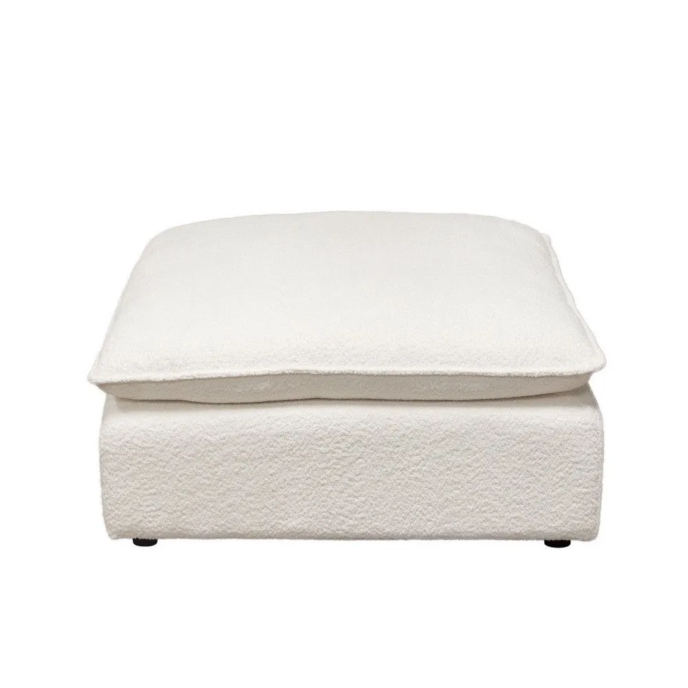 Agg 37 Inch Plush Ottoman, Feather Down Seat, White Faux Sheepskin By Casagear Home