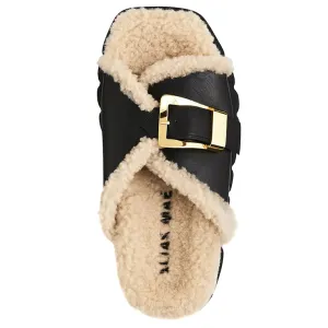 ALIAS MAE Womens Kiara Sandals - Black Shearling