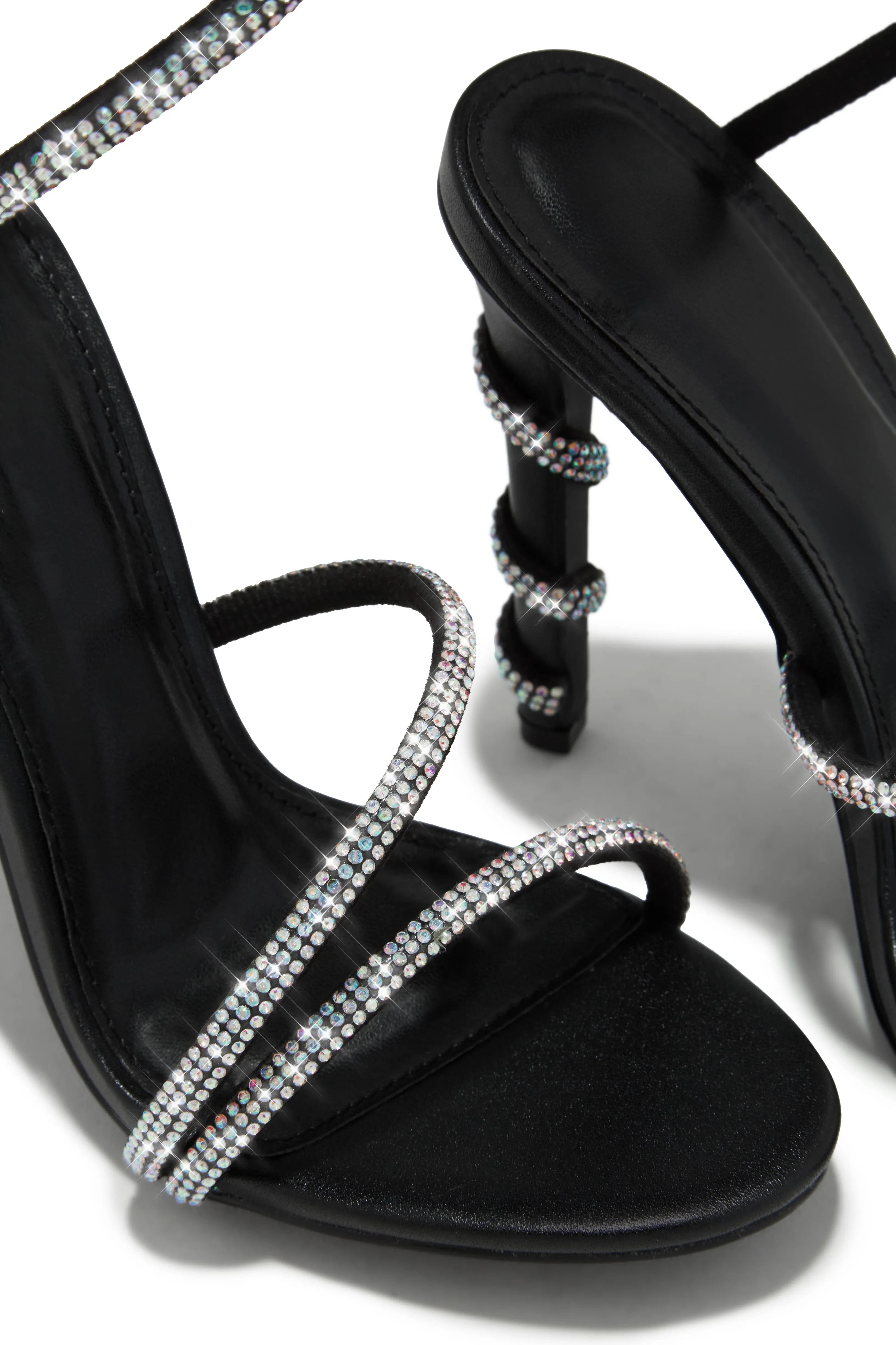 Andria Embellished Around The Ankle Coil Heels - Black