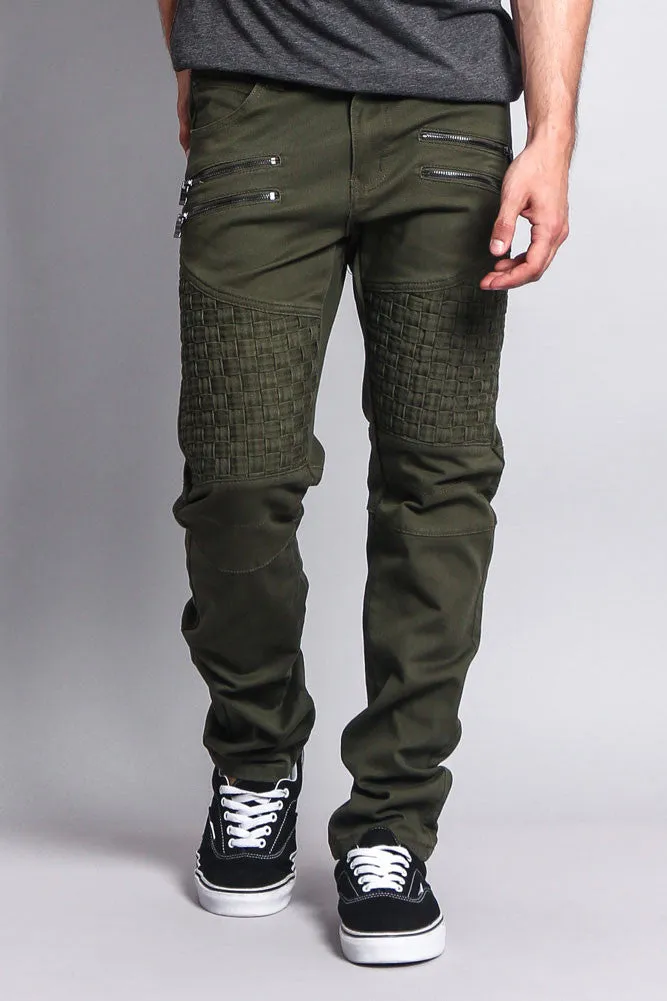 Basket Weave Biker Twill Jeans