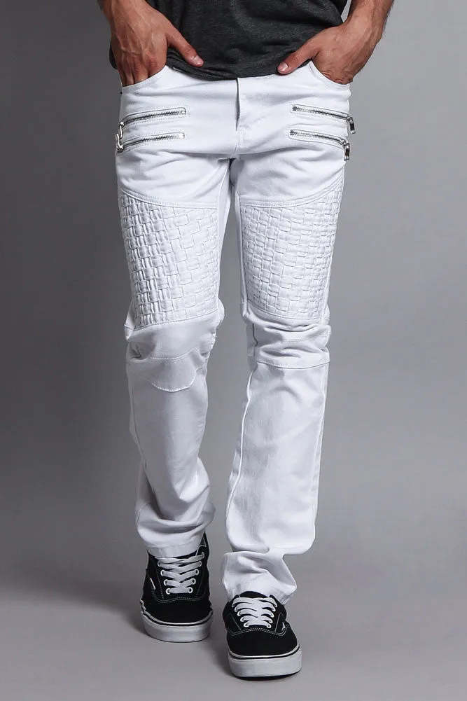 Basket Weave Biker Twill Jeans