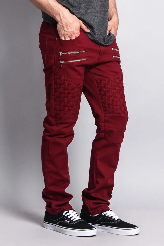 Basket Weave Biker Twill Jeans