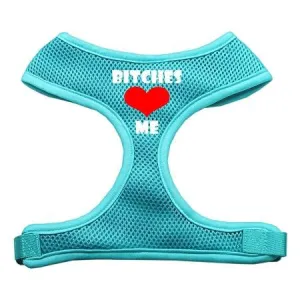 Bitches Love Me Soft Mesh Harnesses Aqua Extra Large