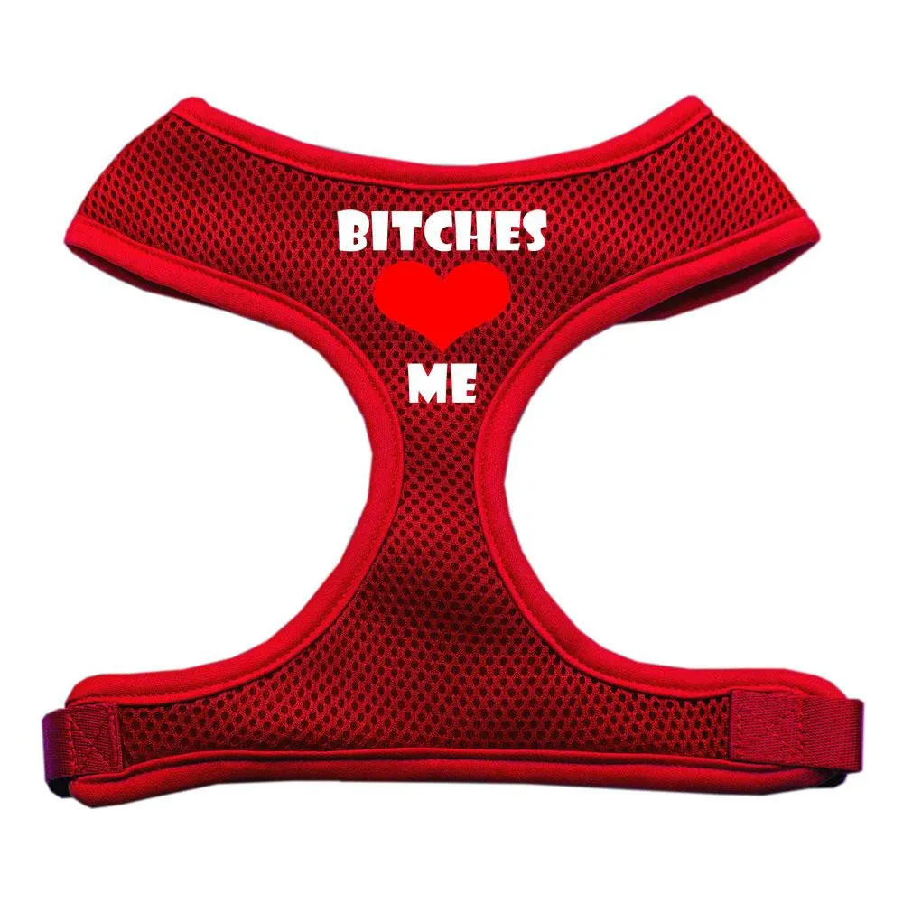 Bitches Love Me Soft Mesh Harnesses Red Small