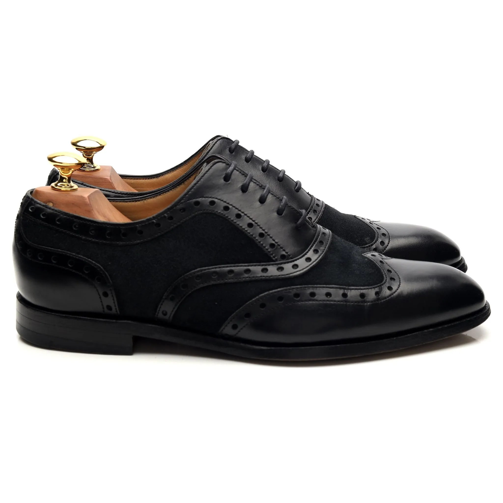 Black Leather Suede Oxford Brogue UK 6.5 FX