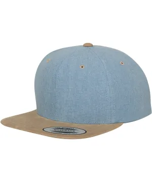 Blue/Beige - Chambray-suede snapback (6089CH)