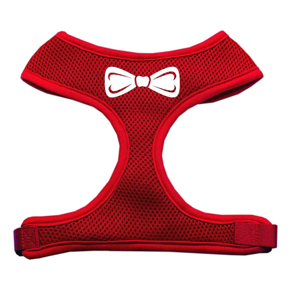 Bow Tie Screen Print Soft Mesh Harness Red Small