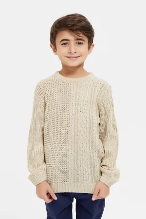 Boys Beige Knitted Pullover