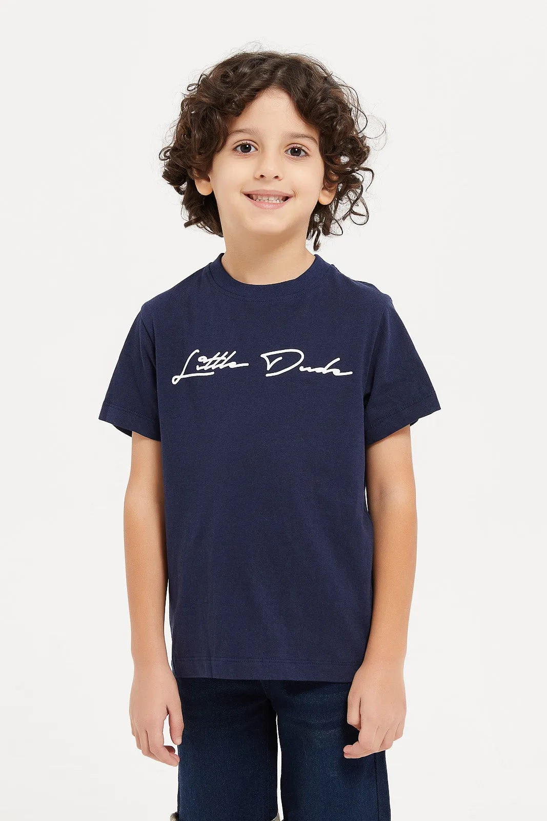 Boys Brown And Navy Shirt Set (2 Piece)