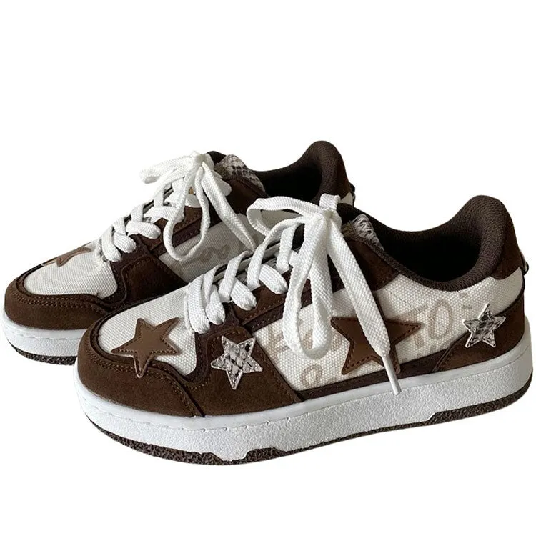 Brown Star Aesthetic Sneakers