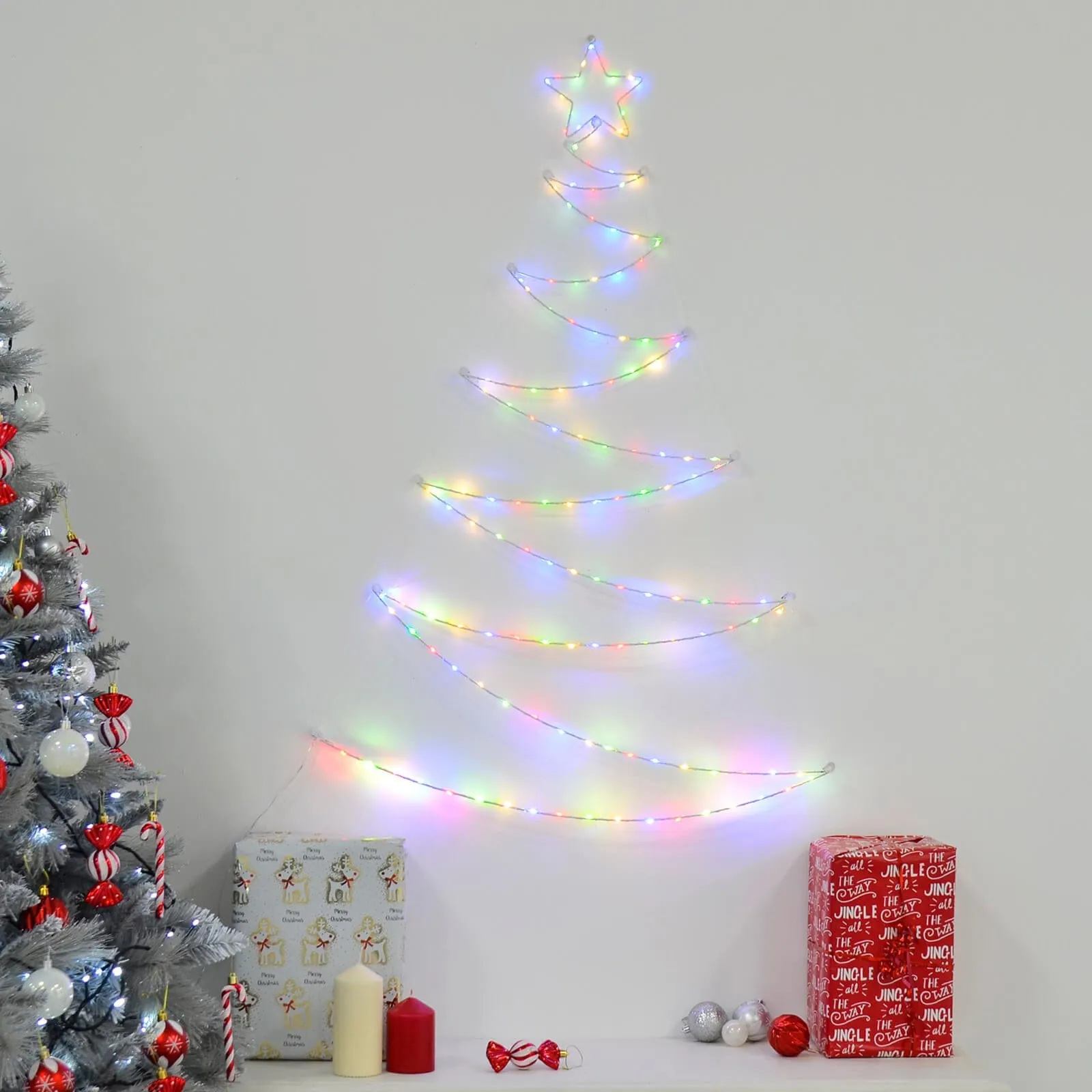 Christmas Tree Shape Wall Decoration LED Lights Folding 1.2m