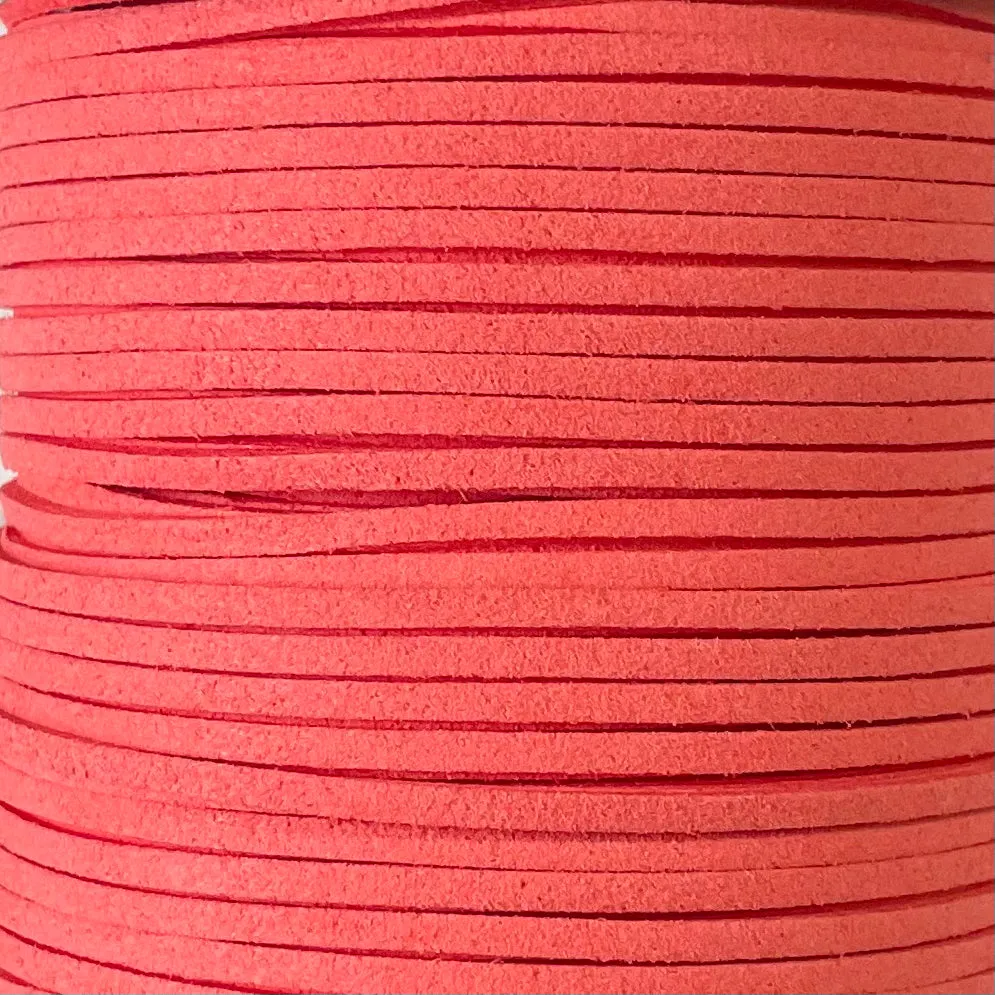 Coral Faux Suede Leather Cord per metre