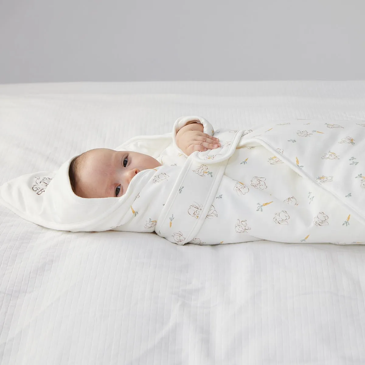 Cute Rabbit Light Cotton Baby White Swaddle Wrap