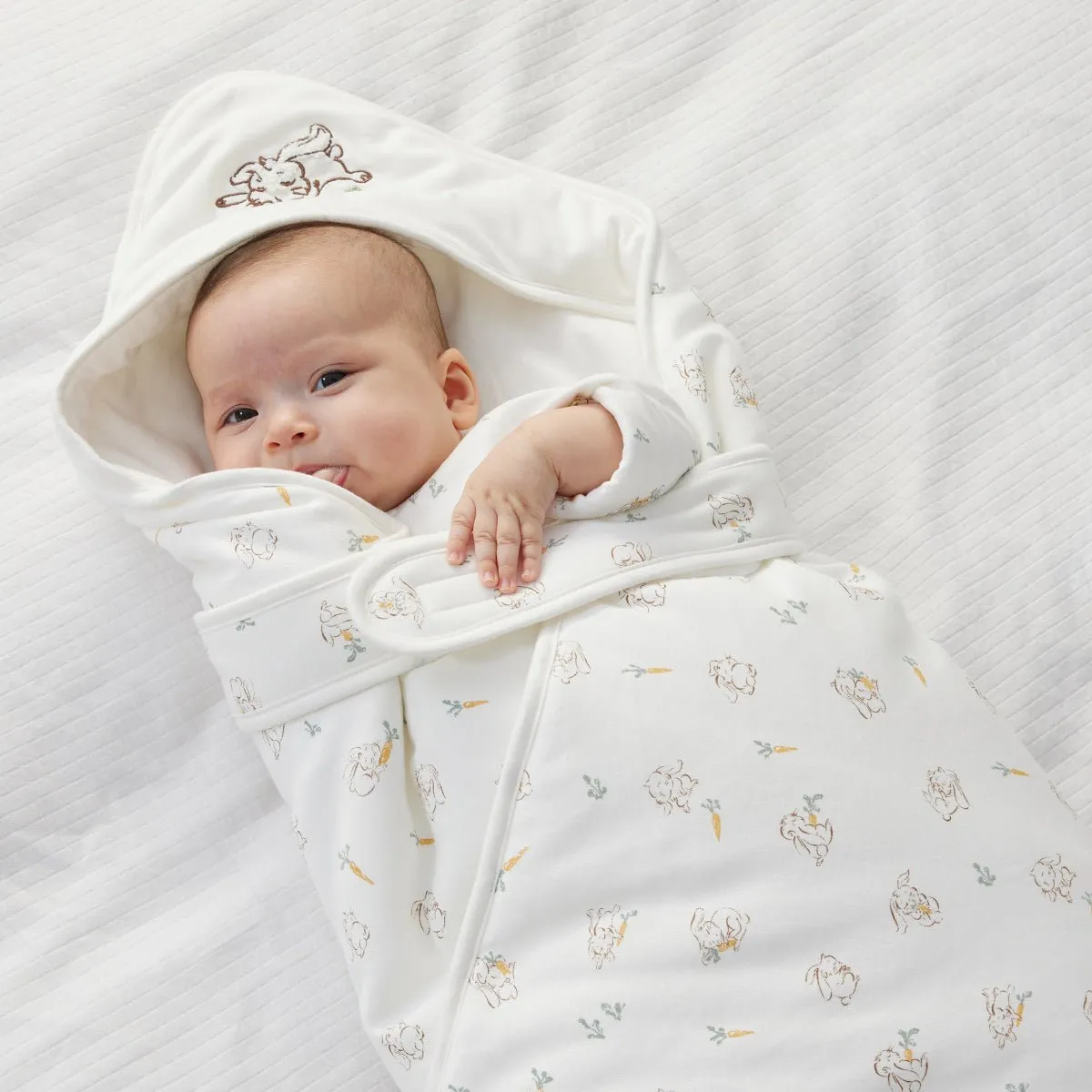 Cute Rabbit Light Cotton Baby White Swaddle Wrap