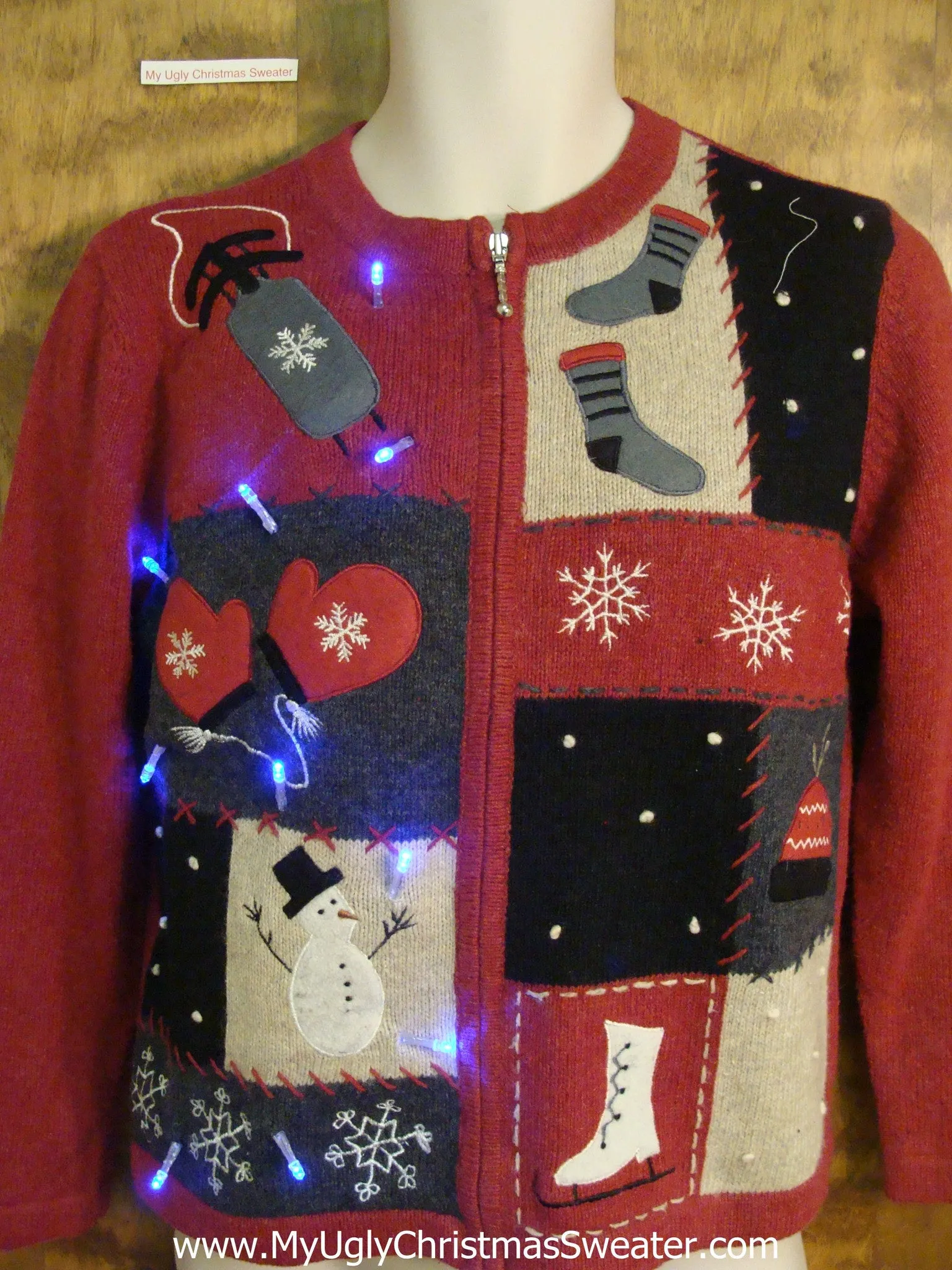 Cute Winter Sports Light Up Cheesy Christmas Sweater