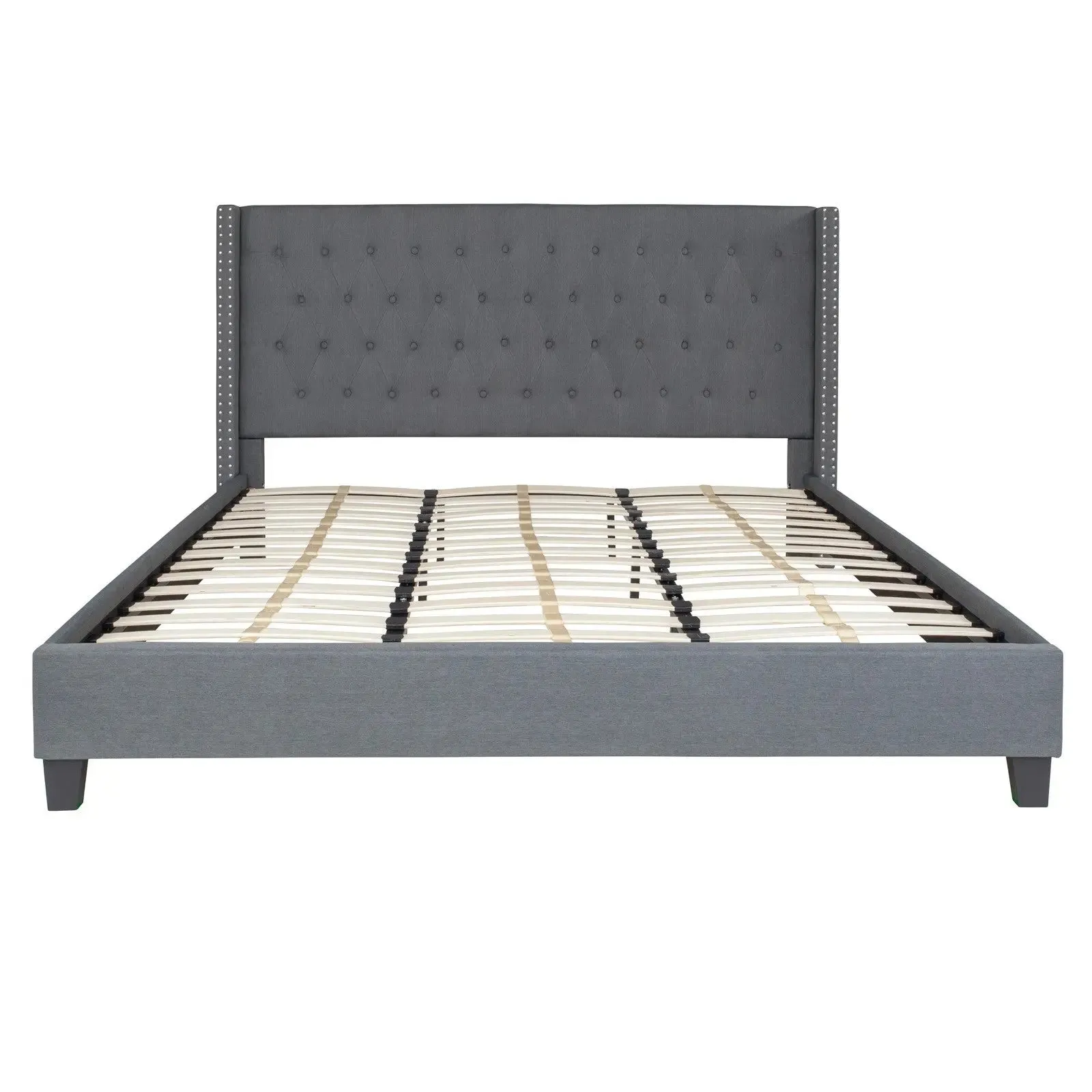 Darcy Tufted Upholstered Platform Bed, Dark Gray (King)