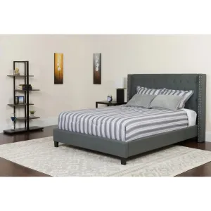 Darcy Tufted Upholstered Platform Bed, Dark Gray (King)