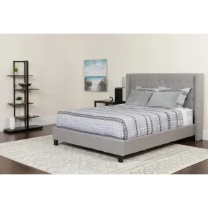 Darcy Tufted Upholstered Platform Bed, Light Gray (Queen)