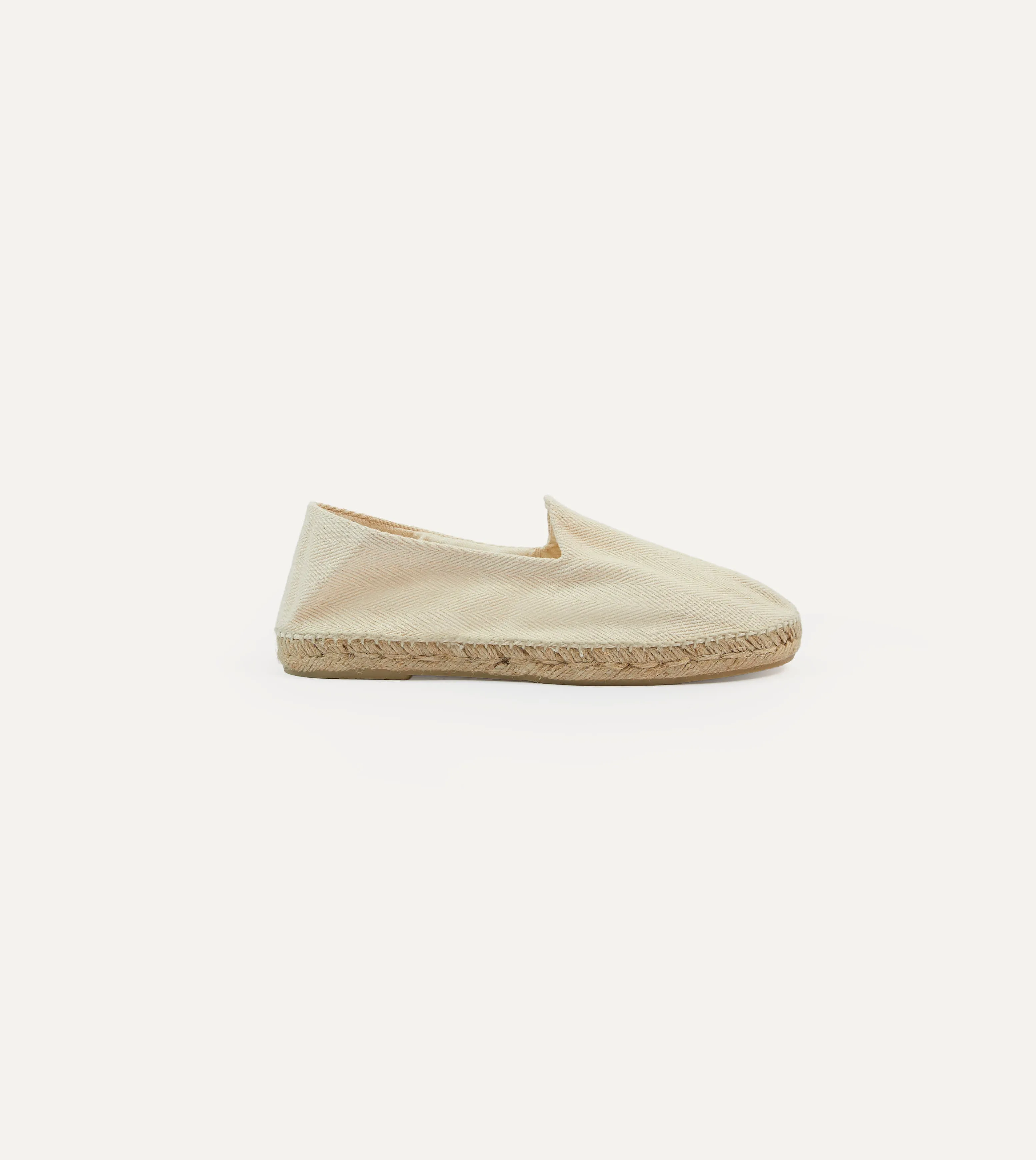 Ecru Herringbone Cotton Espadrilles