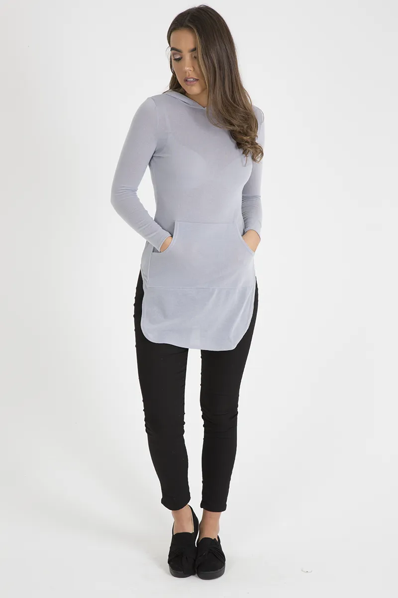 Grey Longline Hoodie - Summer