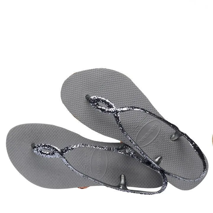 HAVAIANAS LUNA GLITTER GREY SANDALS