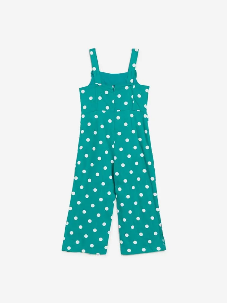 HOP Kids Green Polka-Dotted Jumpsuit