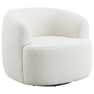 Hudson - Faux Sheepskin Upholstered Swivel Chair - Natural