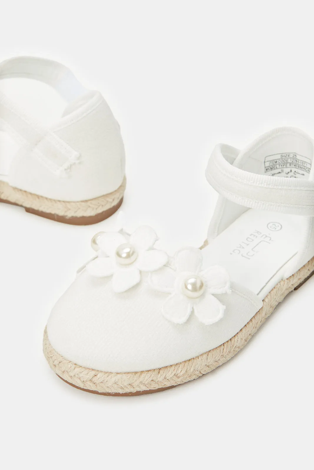 Infant Girls White Floral Espadrille