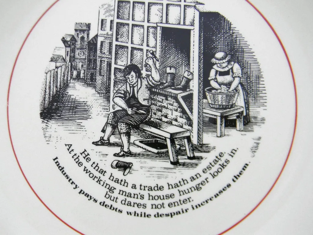 James Kent "Old Foley" The Way to Wealth - Wise Sayings Black Transferware Plate 5