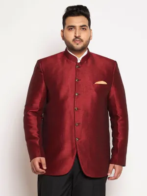 Jashvi Plus Size Men's Maroon Silk Blend Jodhpuri