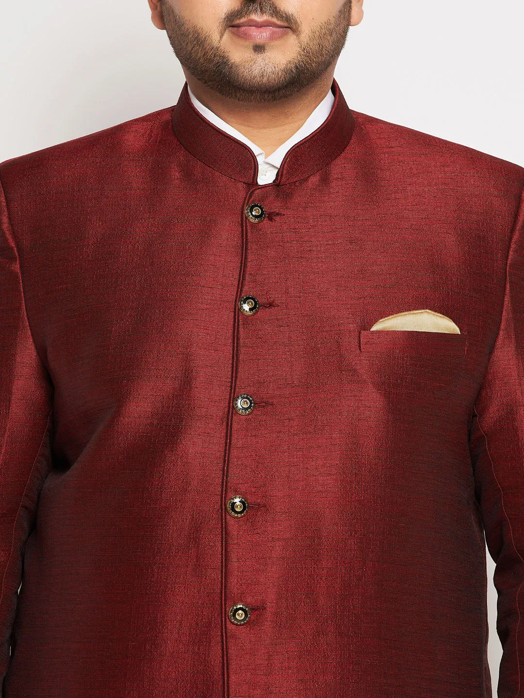 Jashvi Plus Size Men's Maroon Silk Blend Jodhpuri