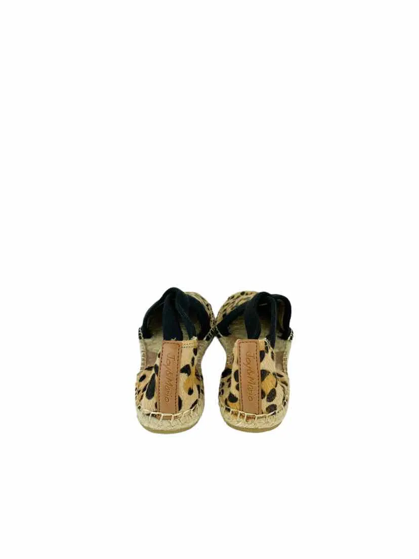 Joy & Mario, Women's Queen Bee Leopard Espadrille Sandal, Camel/Black, Size 8.5W