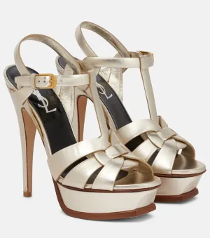 Leather platform sandals Tribute 135 Saint Laurent, silver