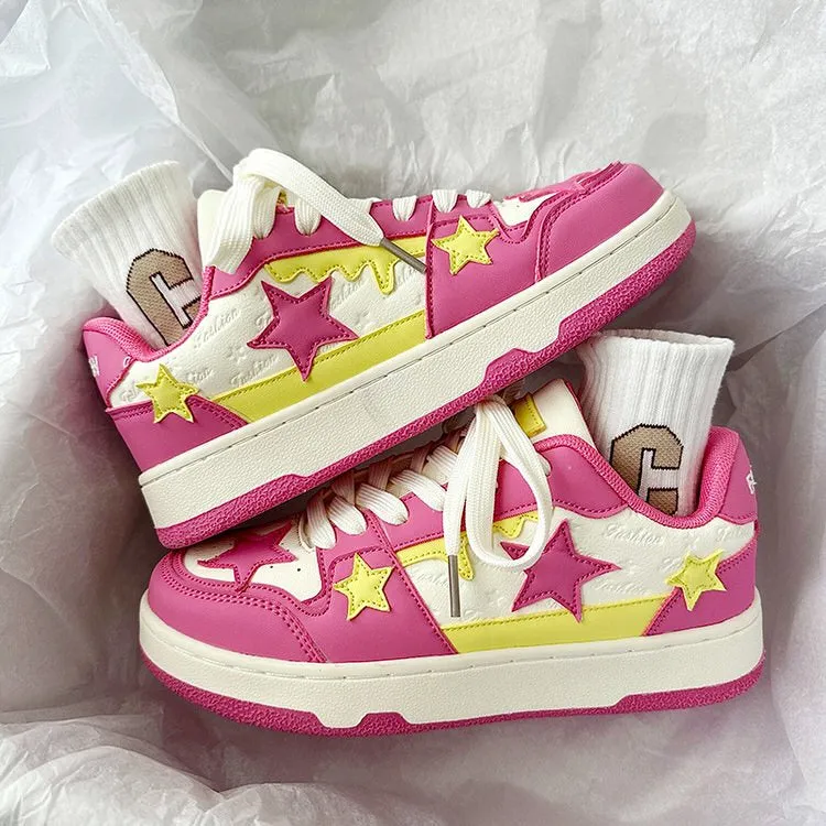 Lollipop Candy Pink & Yellow Star Sneakers