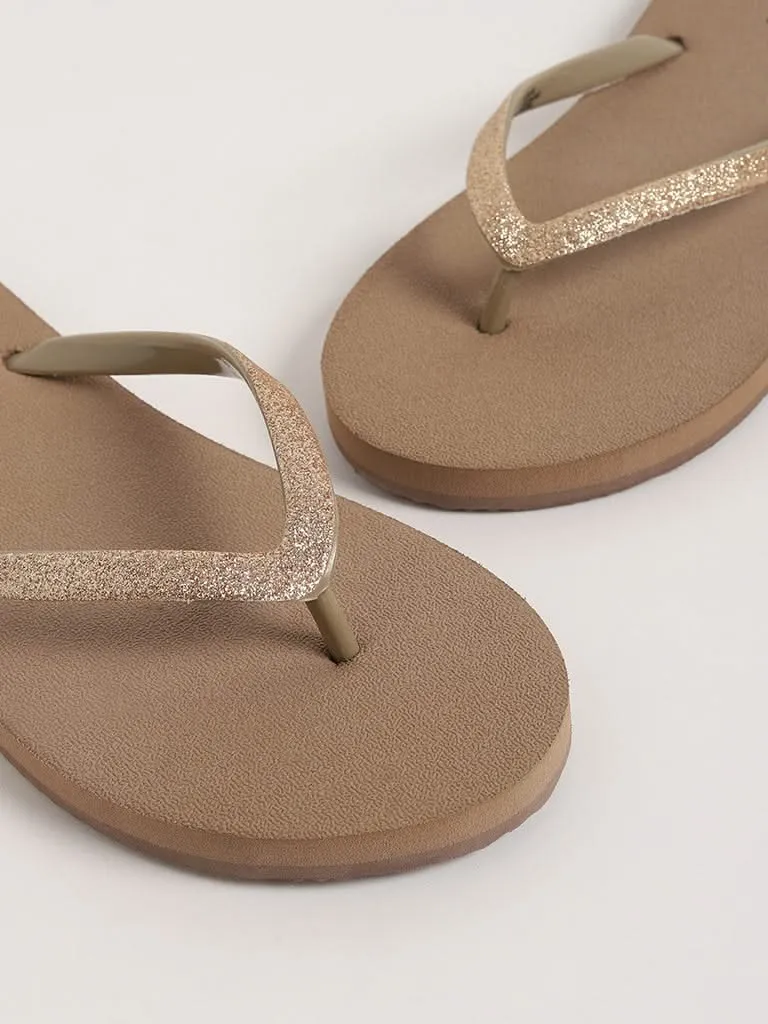 LUNA BLU Beige Glitter Flip-Flop