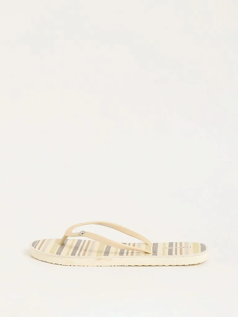 LUNA BLU Beige Striped Flip-Flop