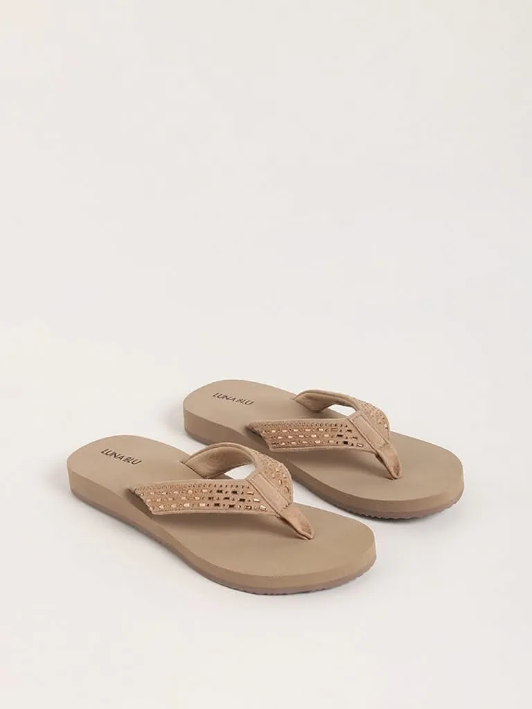 LUNA BLU Shimmer Golden Flip Flop