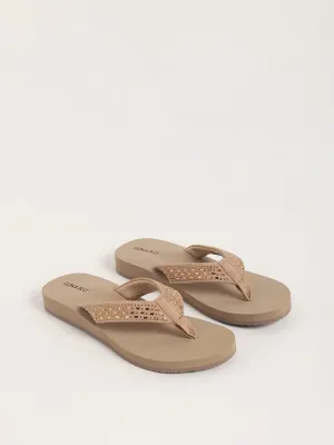 LUNA BLU Shimmer Golden Flip Flop