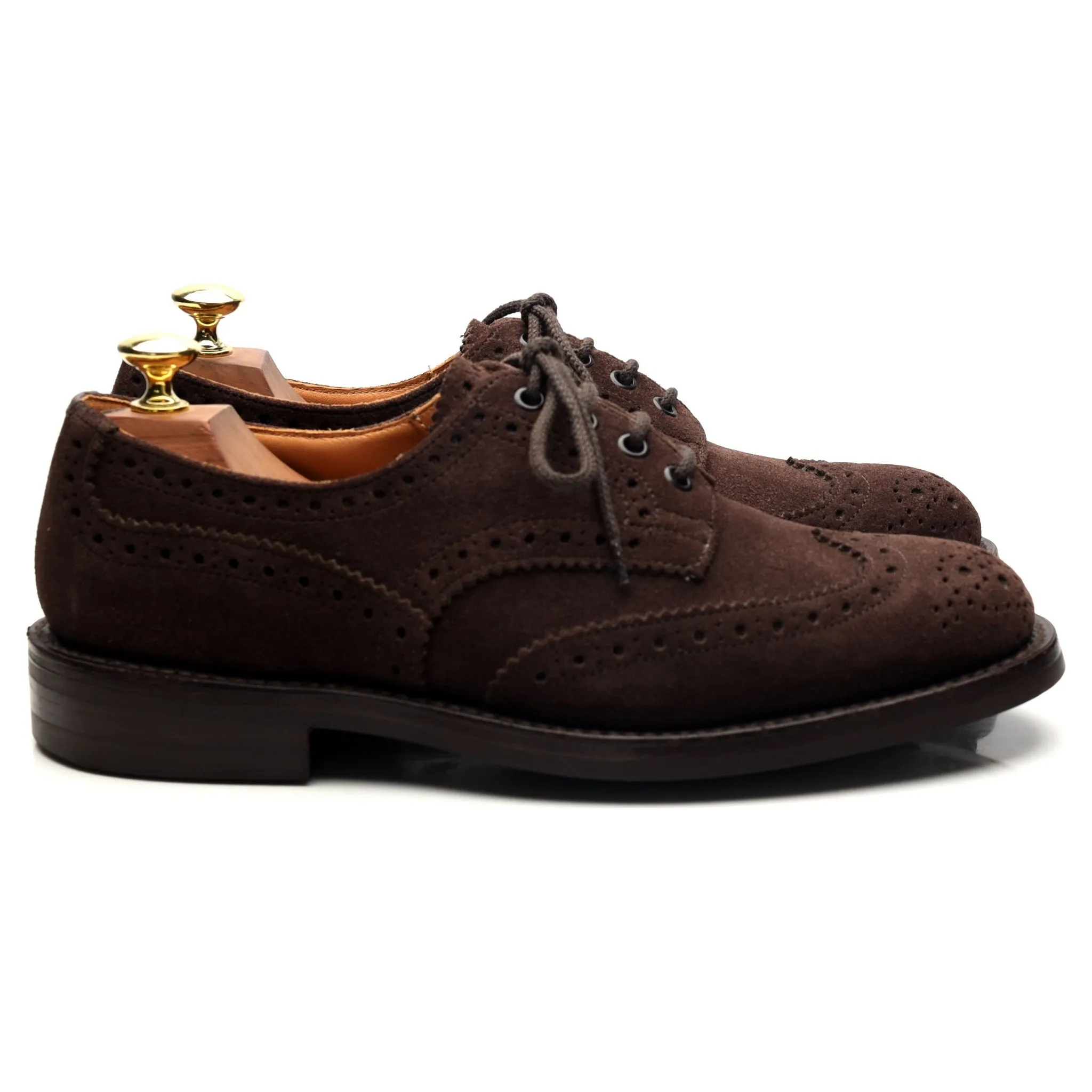 'M7146' Dark Brown Suede Derby Brogues UK 7.5