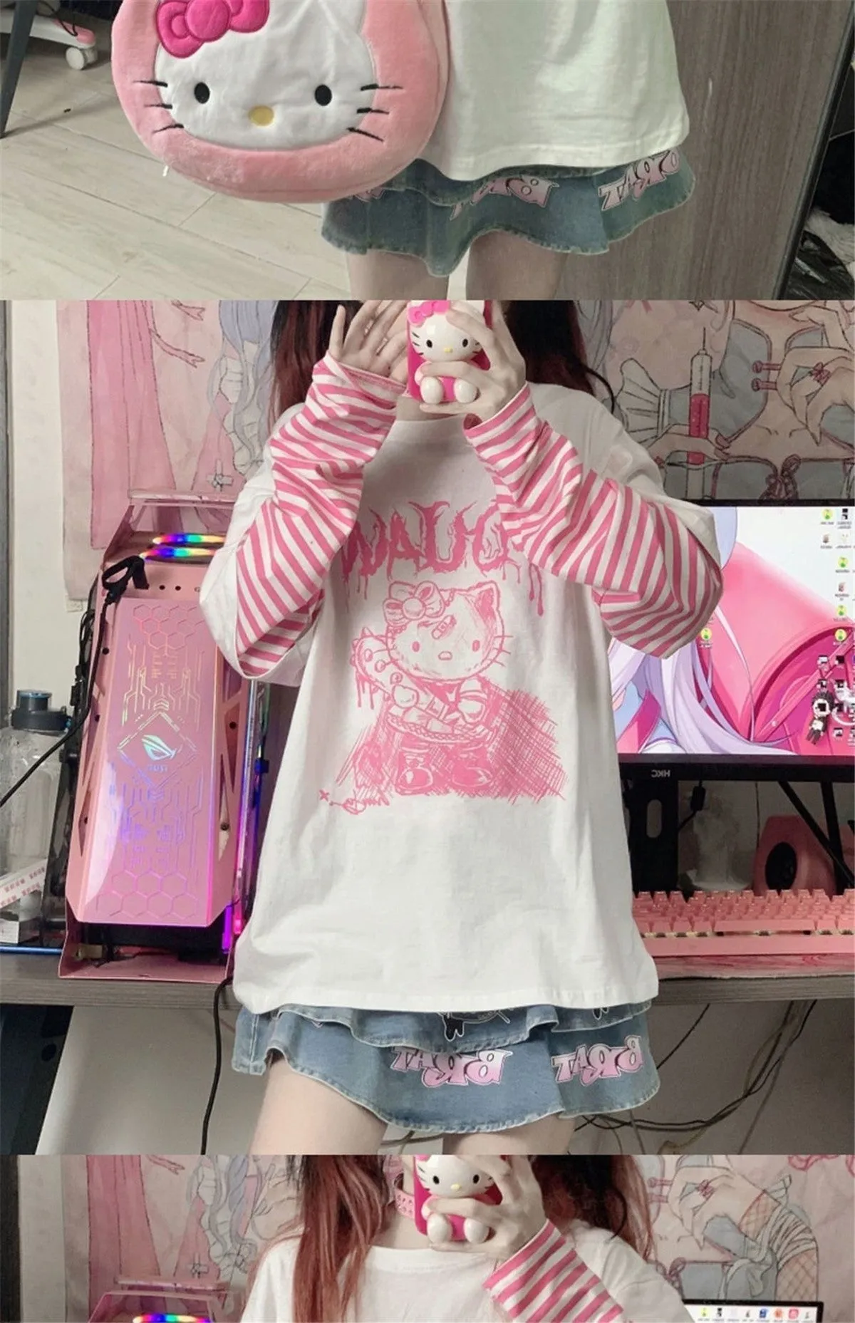 Menhera Kitty Long Sleeve Top