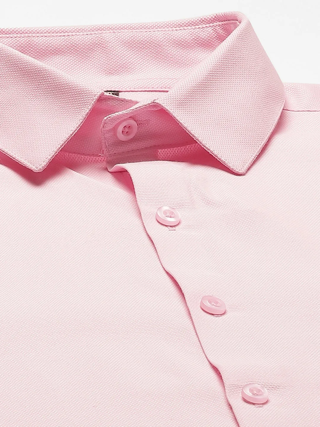 Men's Cotton Pink Self Design Classic Formal Shirt - Sojanya