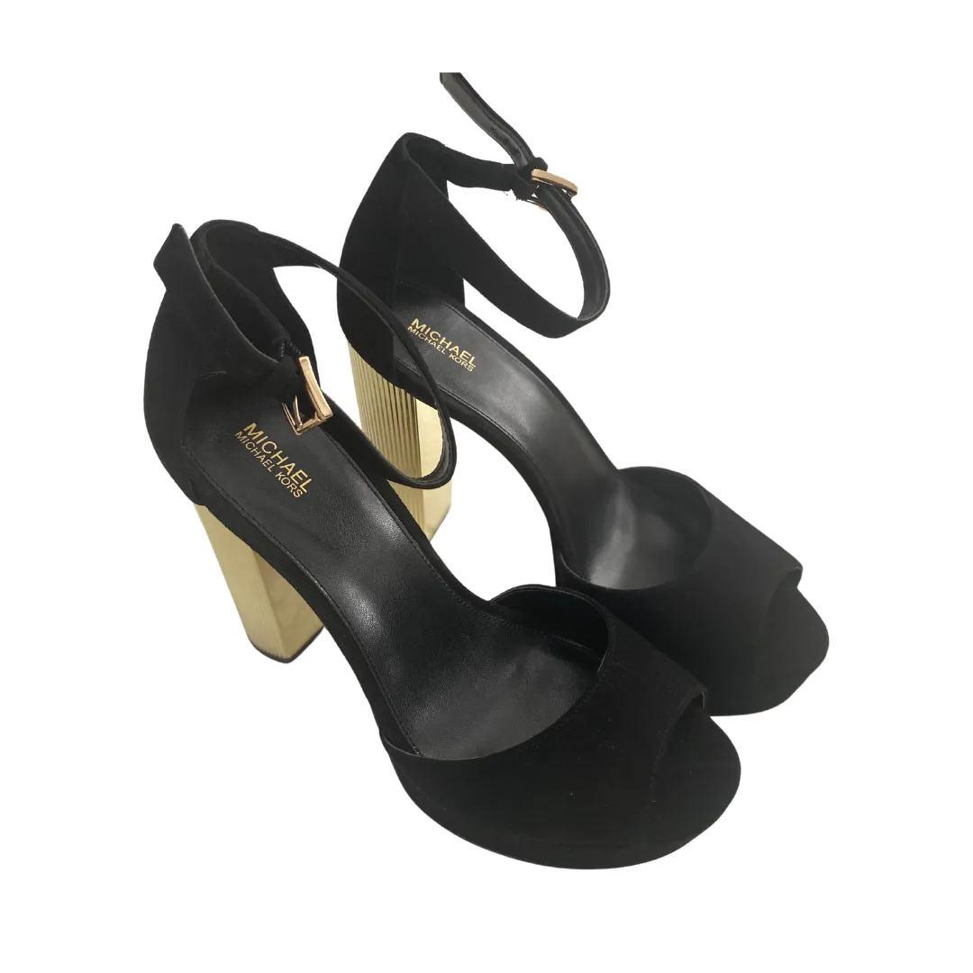 MICHAEL KORS Porter Suede  Platform Heels Black SIZE 41