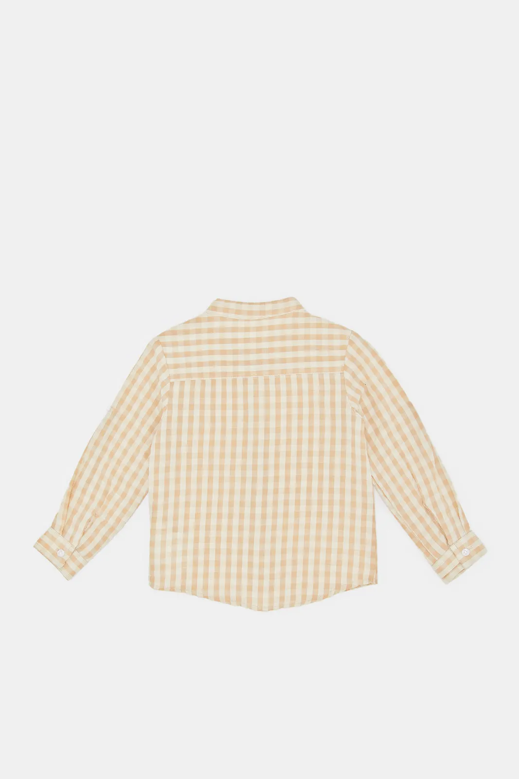 Newborn Beige And White Check Shirt