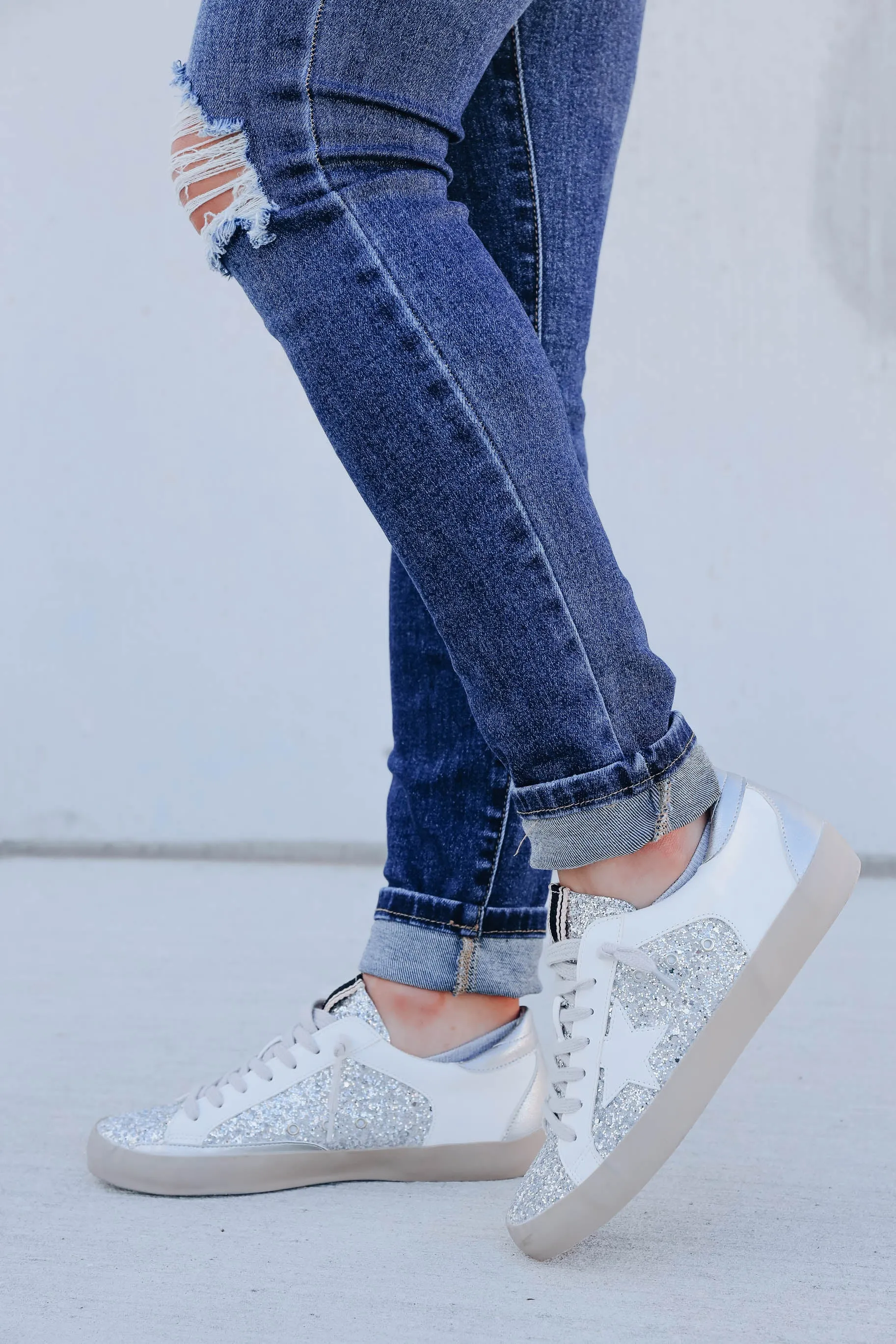 Paris Sparkle Sneaker by ShuShop - Silver/White