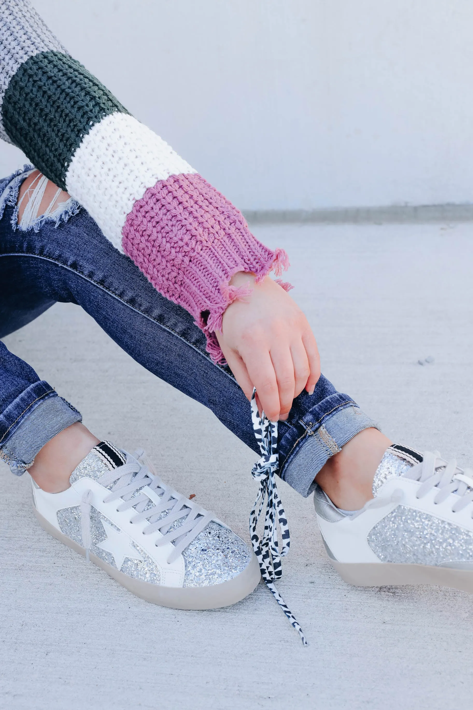 Paris Sparkle Sneaker by ShuShop - Silver/White