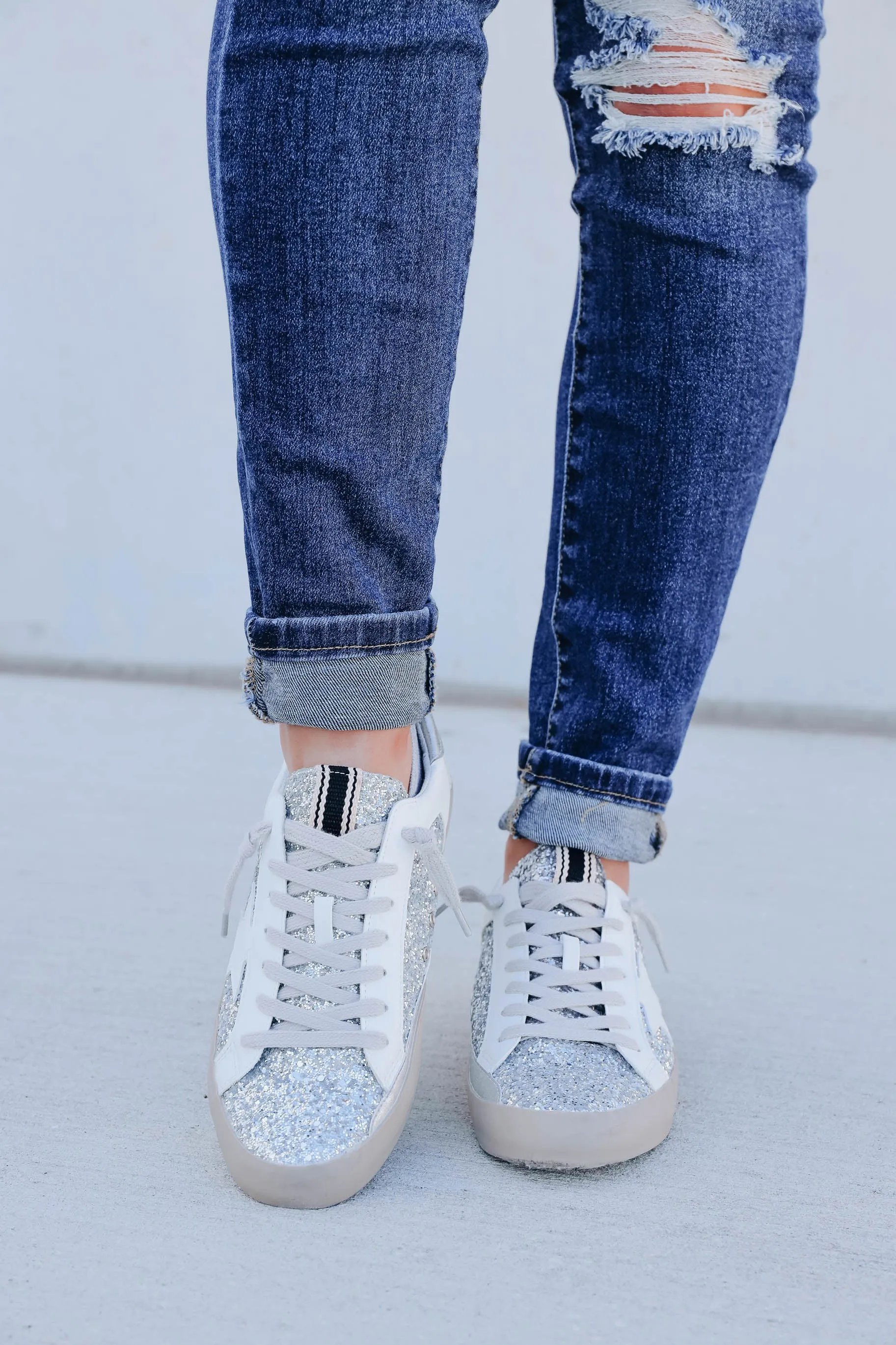 Paris Sparkle Sneaker by ShuShop - Silver/White